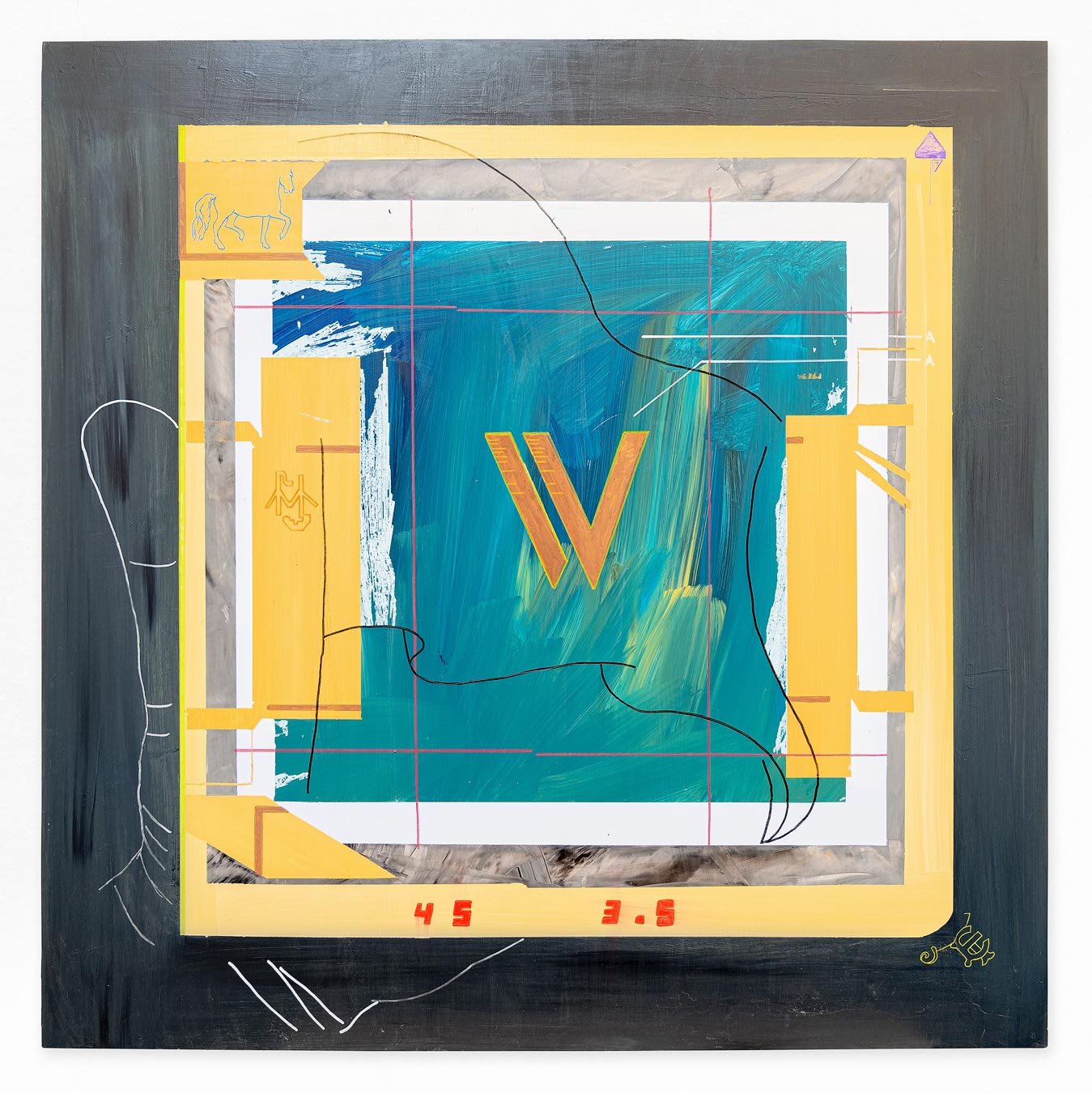 Acryl, Marker, auf Hartschaumplatte, 100 x 100 cm, 2022